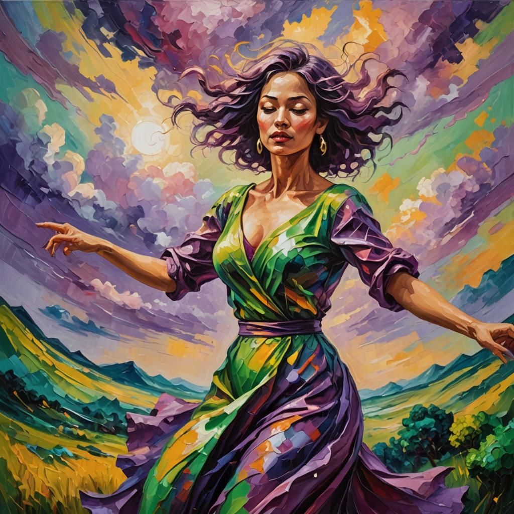 Alien Dancer in Expressionist Neo-Impressionism Style