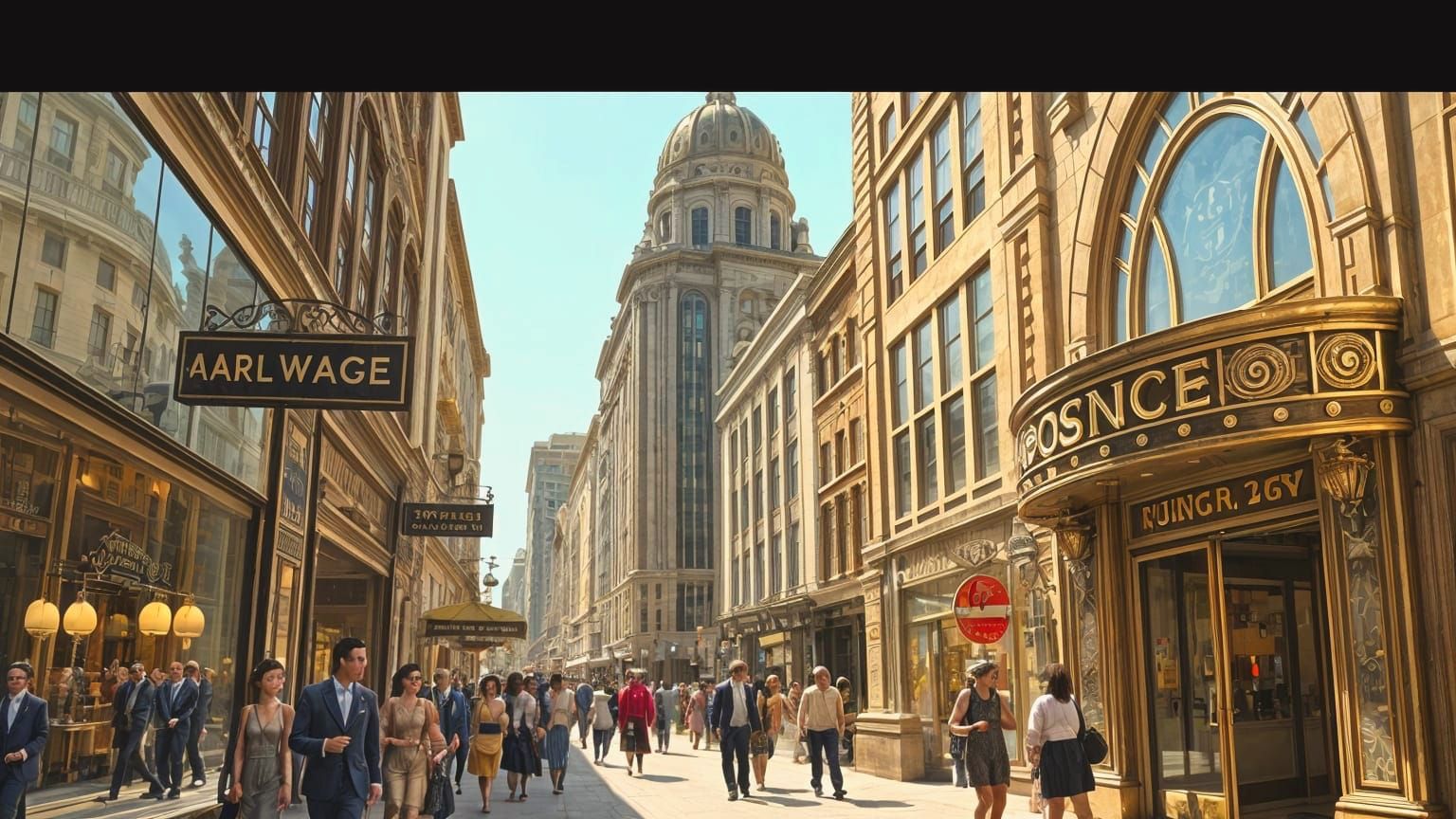 Roaring Twenties Street Scene in Art Deco Style