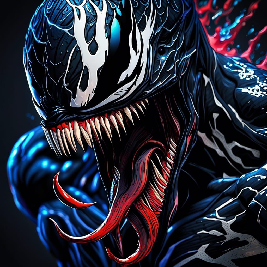 Hyperrealistic Venom with Intricate Details and Vivid Colors