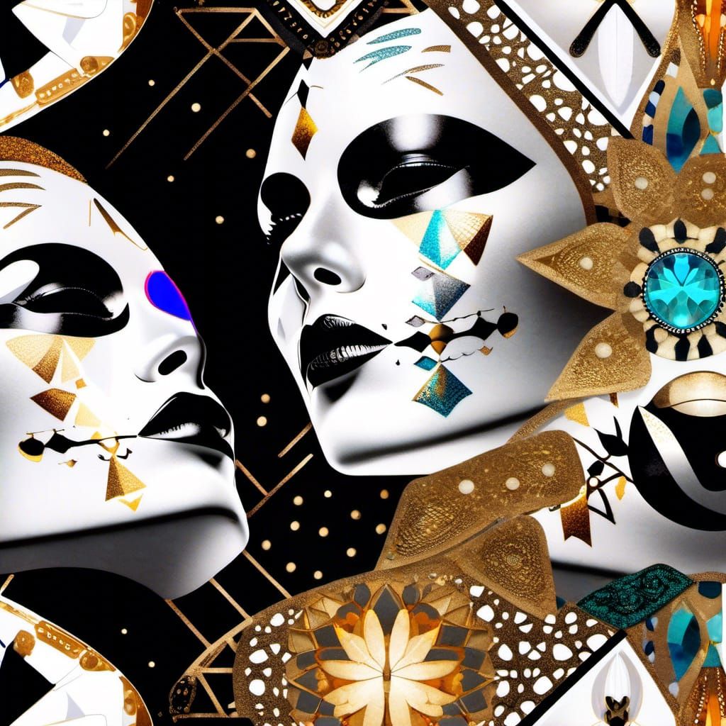 Day of the Dead Masks in Scrapbook Collage Style