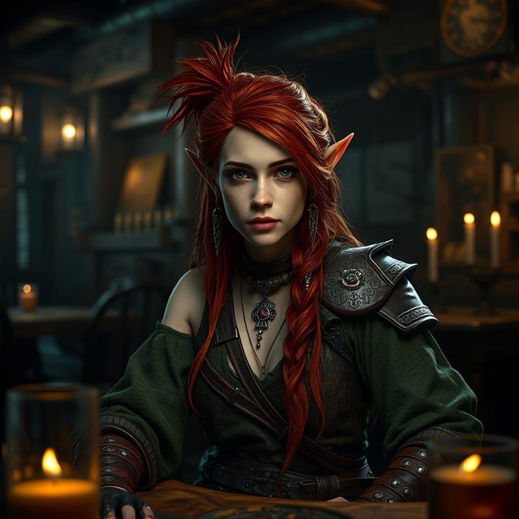 Wood-Elf Pirate in Tavern, Digital Concept Art