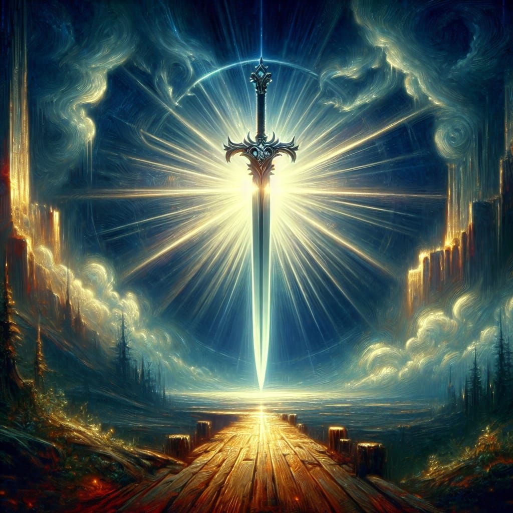 Silver Sword Radiates Ominous Light in Fantasy Art