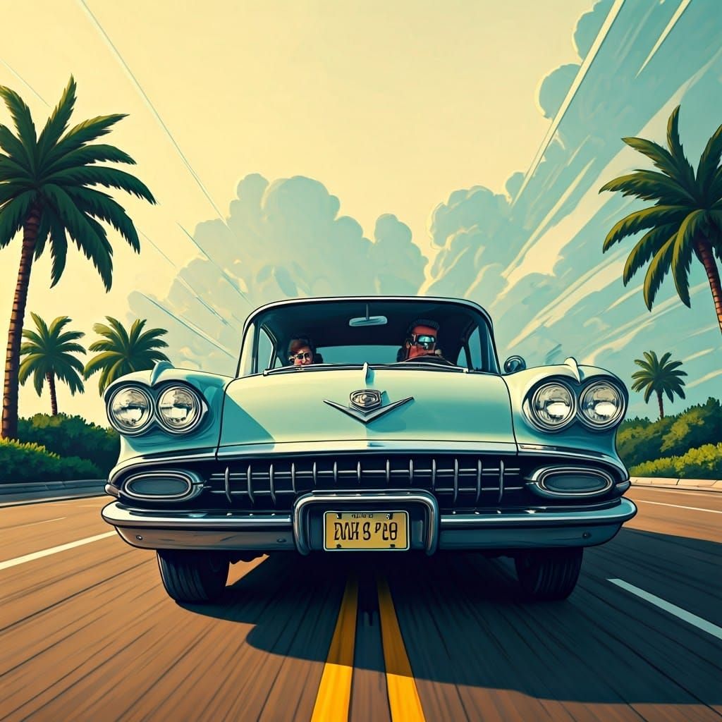Madcap Car Chase Through Miami, Comic Style