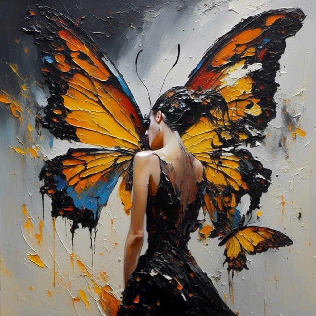 Butterfly Oil Painting in Impasto Style
