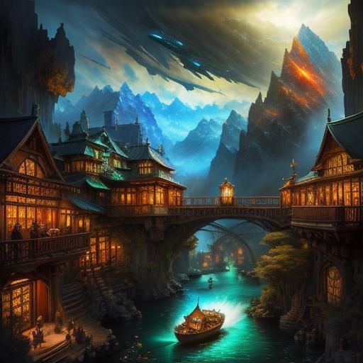 Fantastical Cityscape with Opulent Details