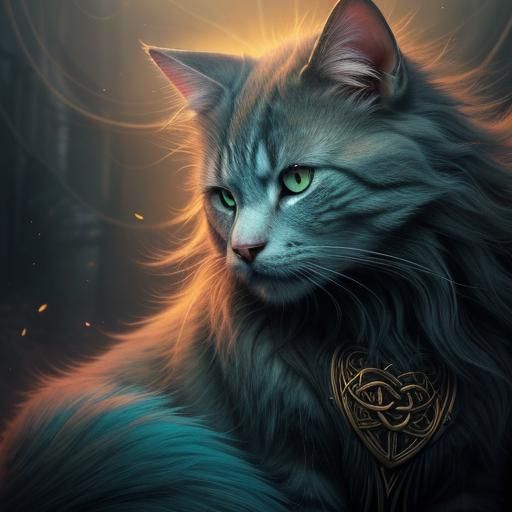 Mystical Cat Surrounded by Ethereal Light