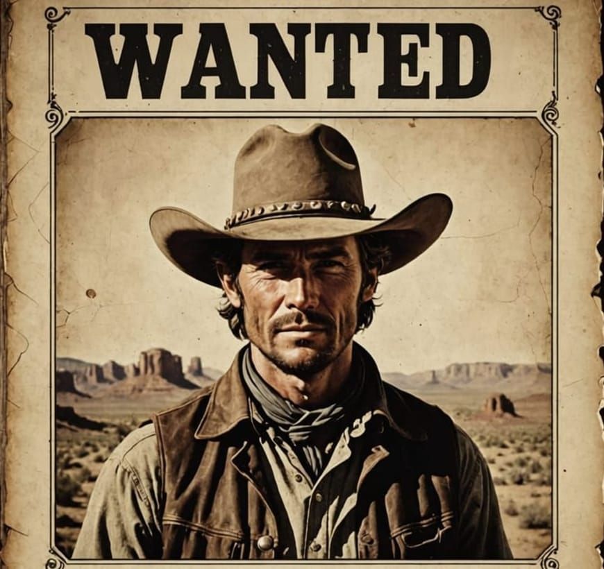 Cowboy Wanted Poster in Vintage Style