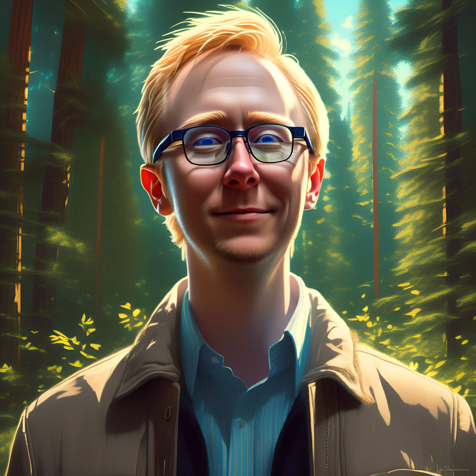 Handsome Blonde Man Portrait, Pixar Style Digital Art