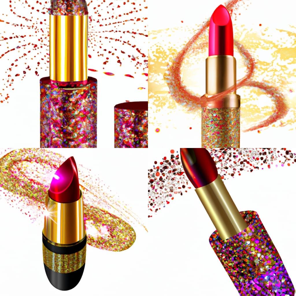 Glamorous Glitter Lipstick in Magazine Clipart Style