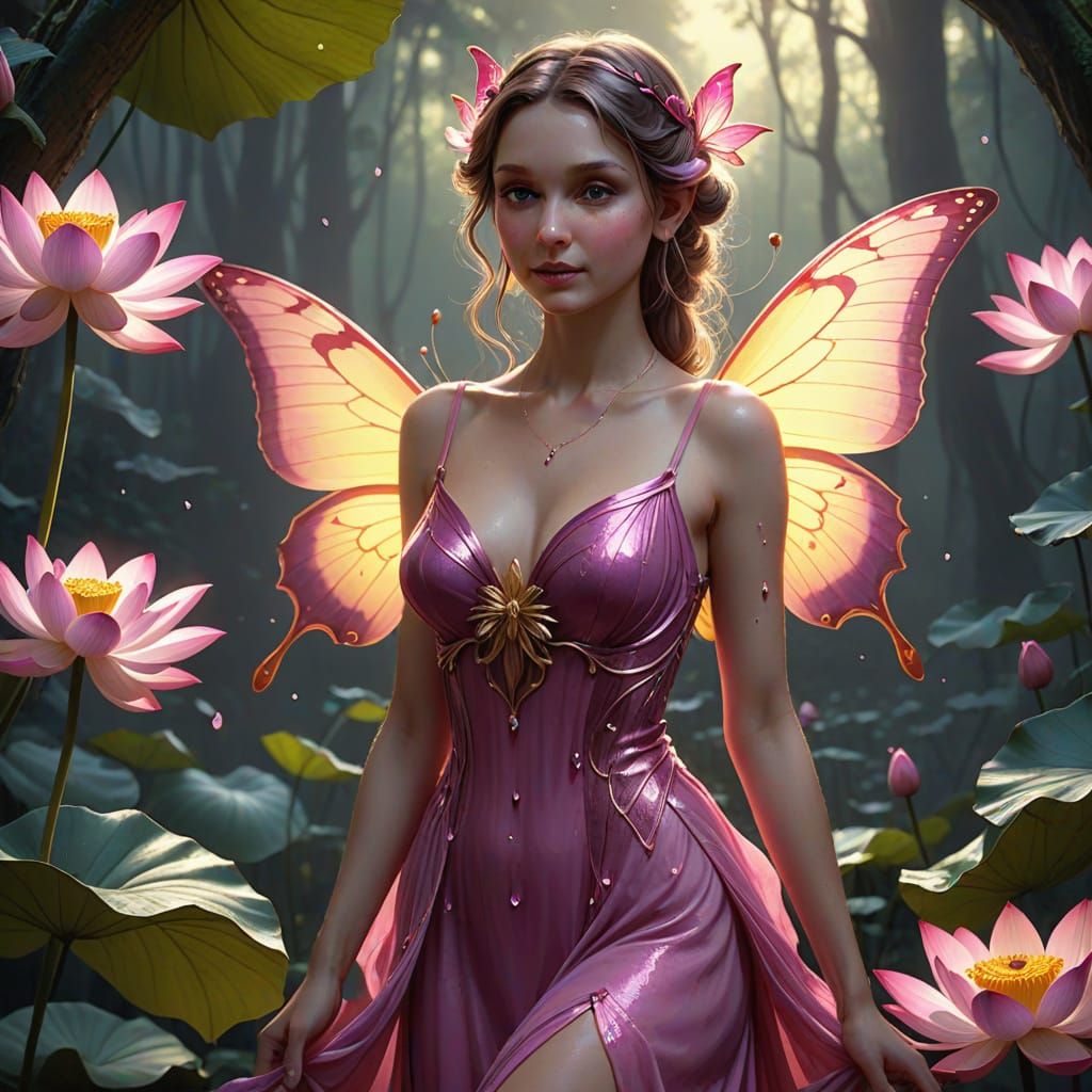 Enchanted Fairy in Whimsical Pink Forest