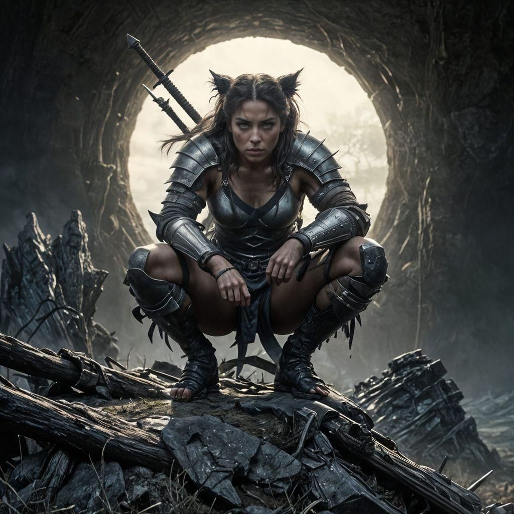 Gorgeous Female Warrior Portrait in Hyperrealistic Style