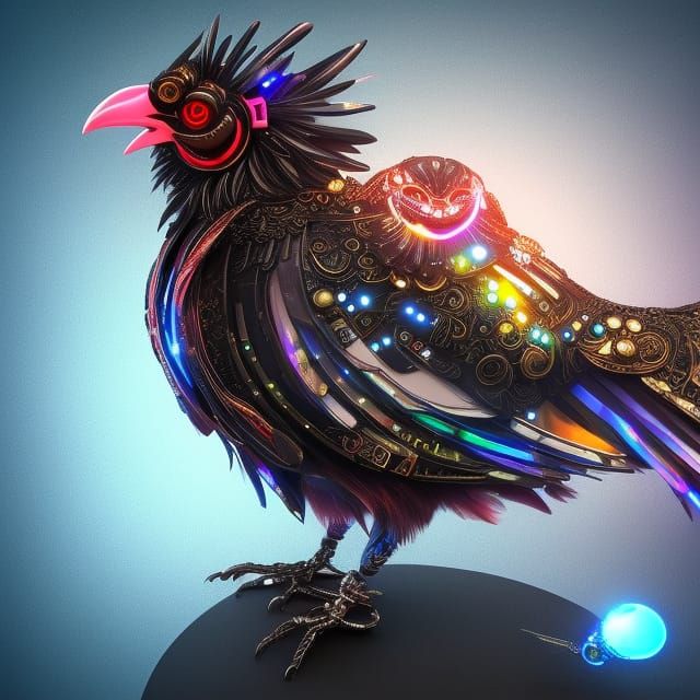 Adorable Cyberpunk Rooster with Gorgeous Eyes