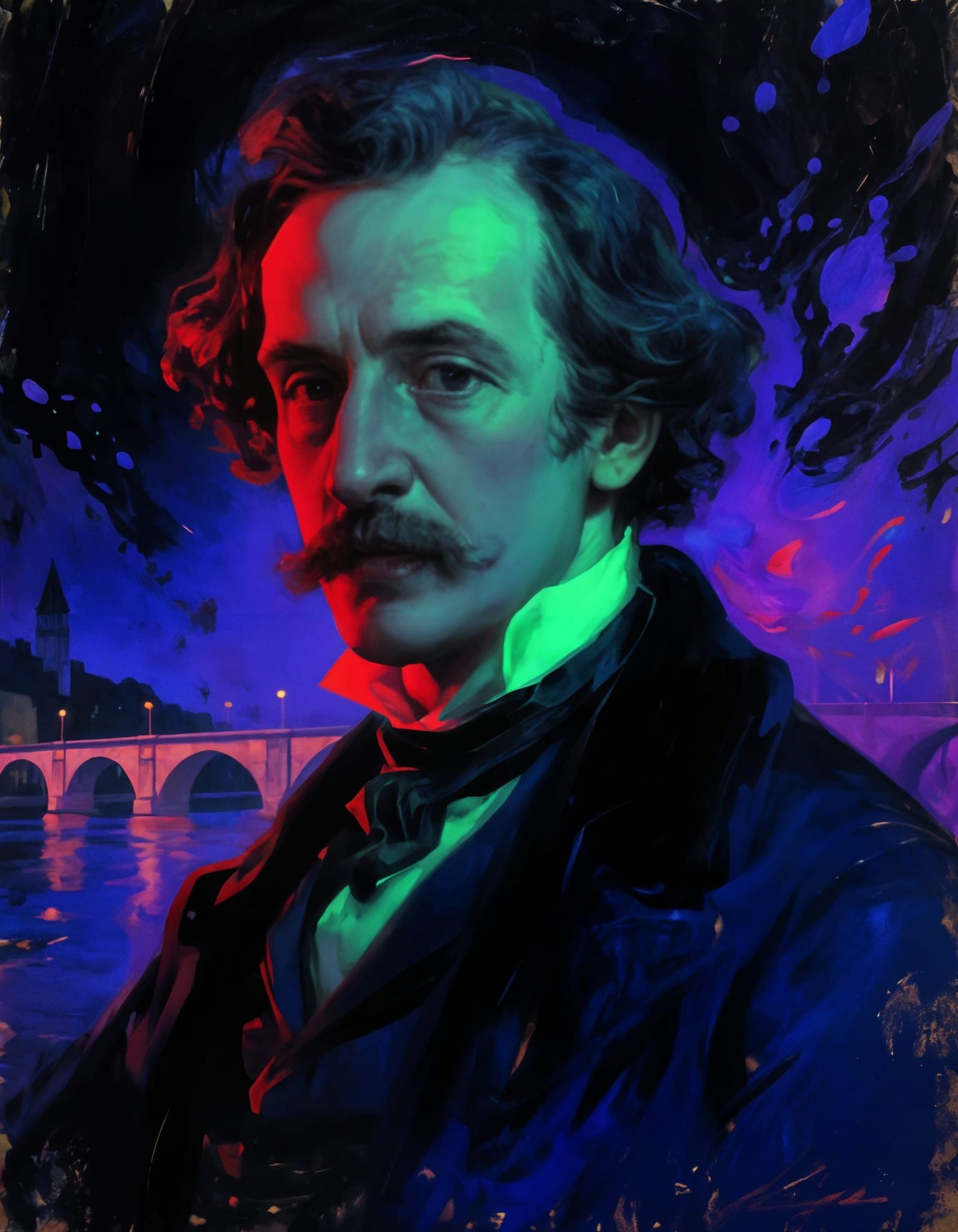 Charles Dickens Portrait in Oil Sketch Style