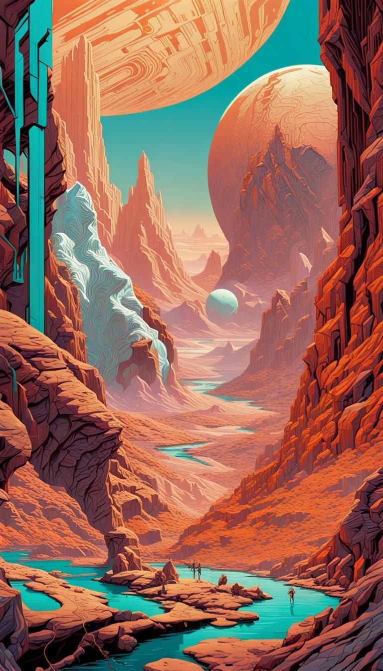 Alien Landscape Painting in Sci-Fi Astrophotography Style