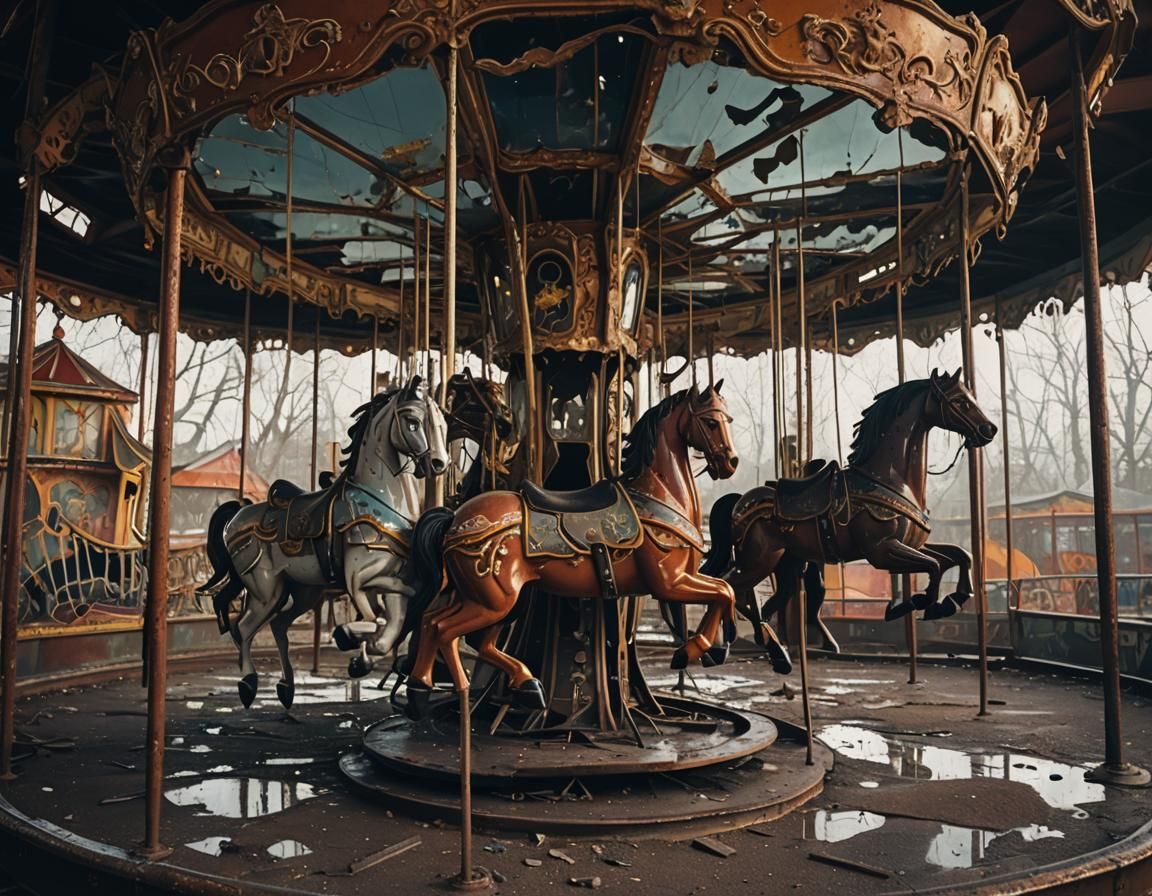 Abandoned Carnival Funhouse in Cinematic Lighting