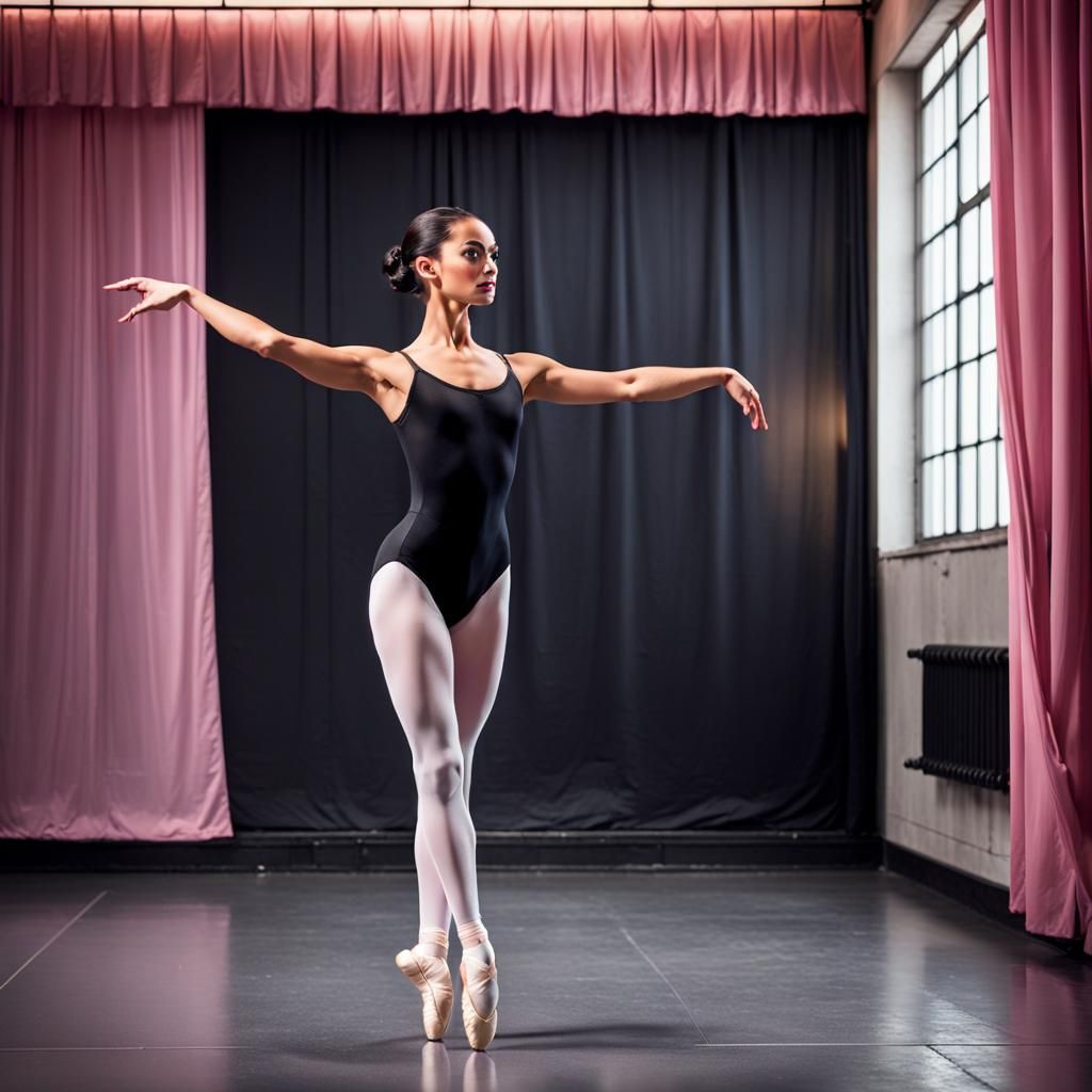 Ballet Teacher in Mirrored Studio: Maximalist Ink Flow