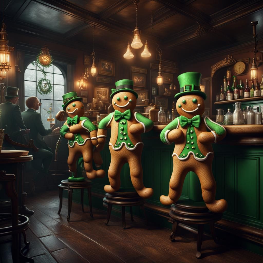 Victorian Gingerbread Men Celebrate St. Patrick's Day