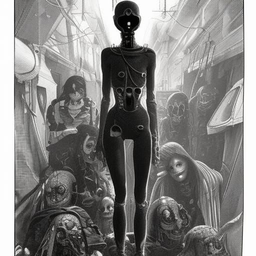 Cyberpunk Horror Girl in Umezu Style