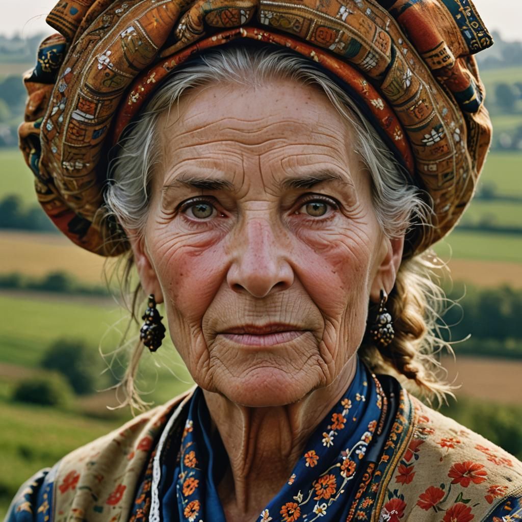 Elderly Dutch Woman Portrait in Traditional Style