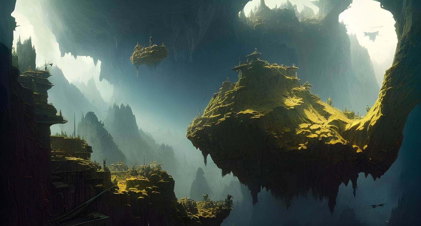 Gravity Defying Surreal Landscape in Dark Fantasy Style