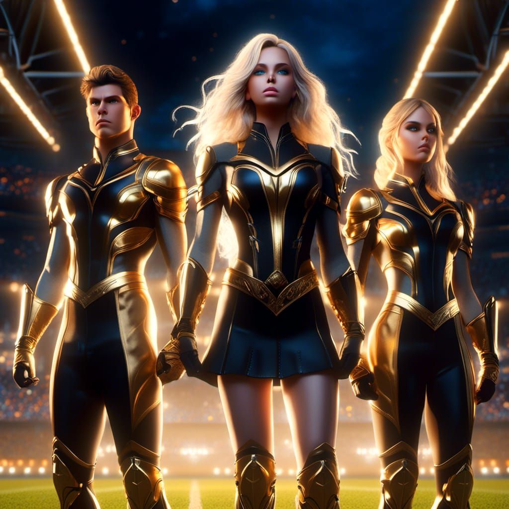 Elven Twins in Team Uniforms on Athletic Field