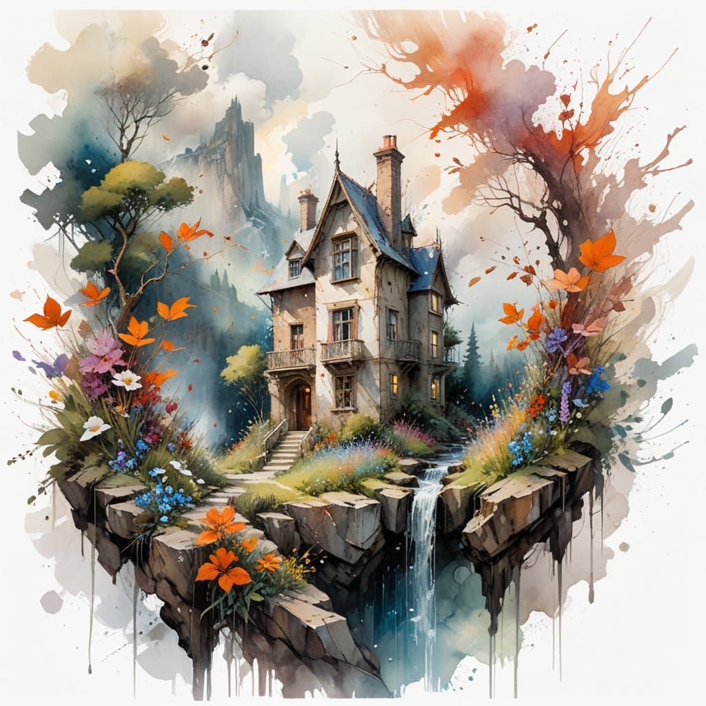 Stone Manor Dreams Amidst Autumnal Splendor