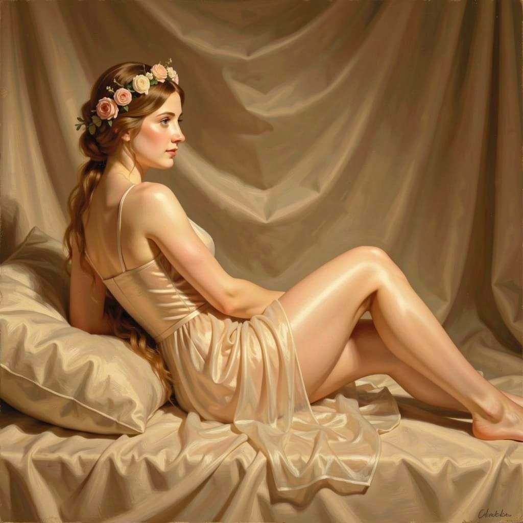 Renaissance Woman Portrait in Elegant S-Curve Pose