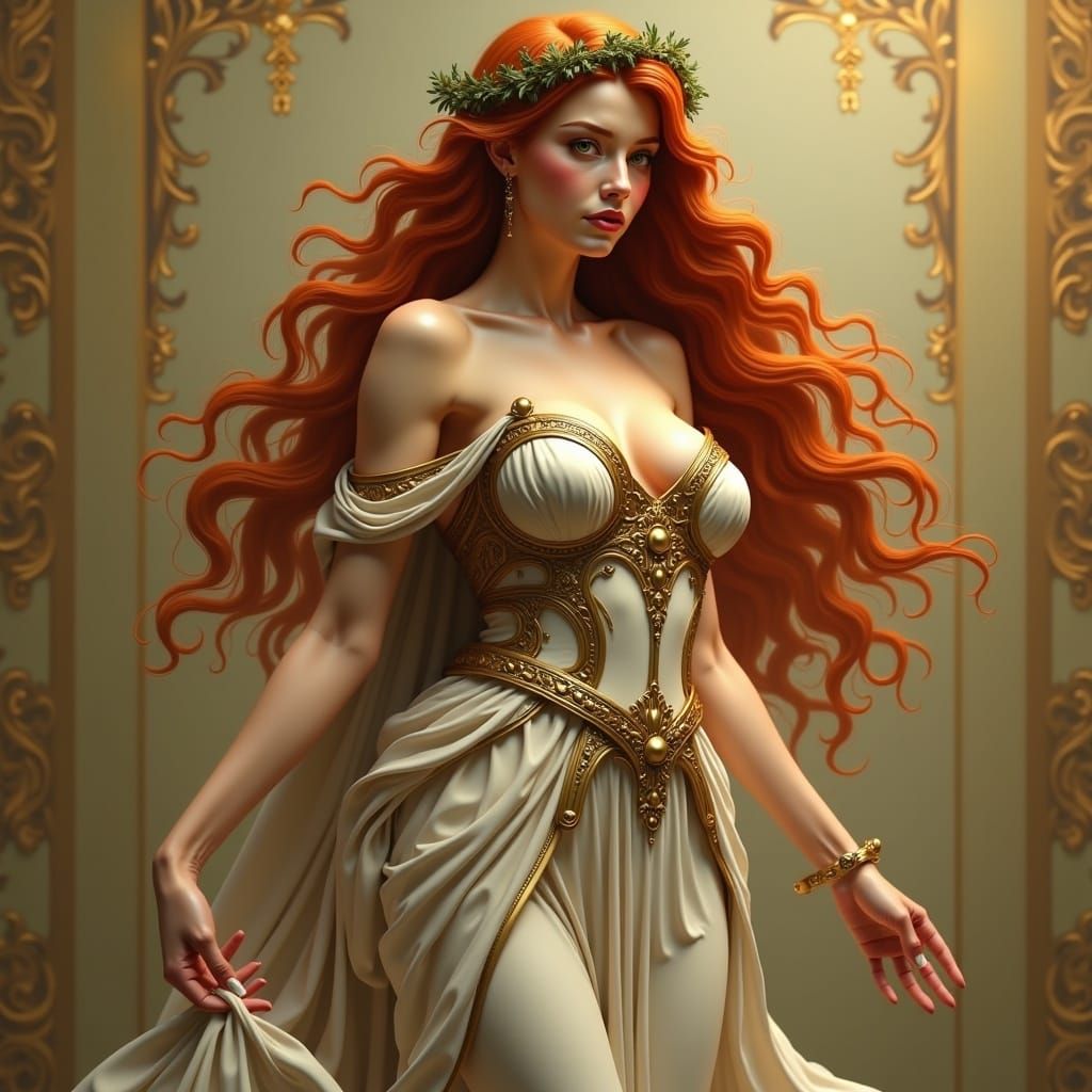 Neoclassical Hyperrealistic Athena Goddess with Intricately...