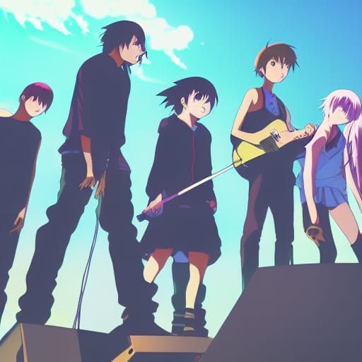 The Used Performing Live in Anime Style