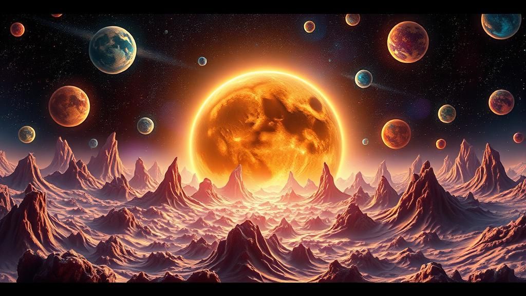 Metallic Fractal Venus Landscape in Geometric Style