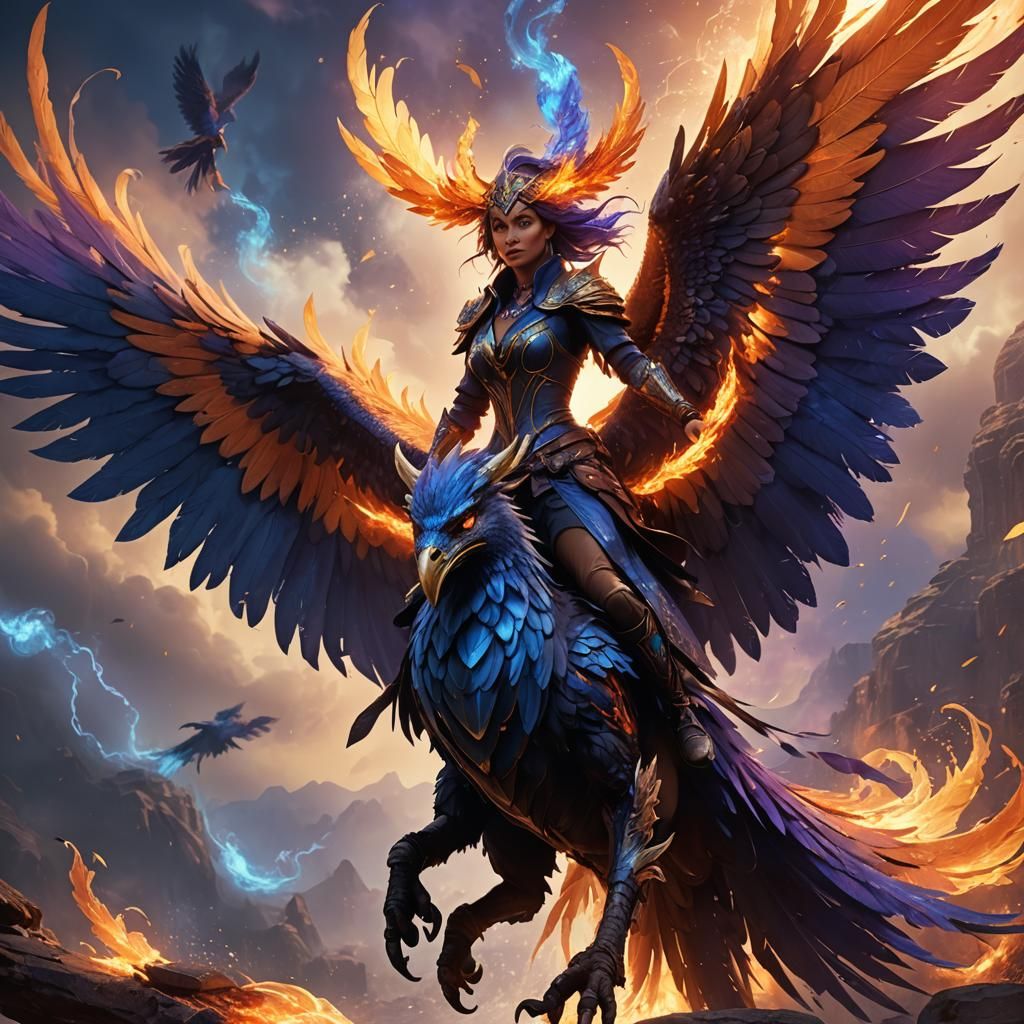 Sorceress on Phoenix: Fantasy Matte Painting