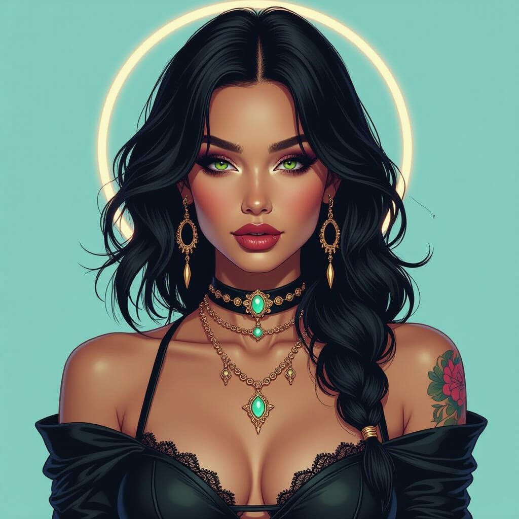 Neon Gothic Spiritual Seer in Futuristic Style