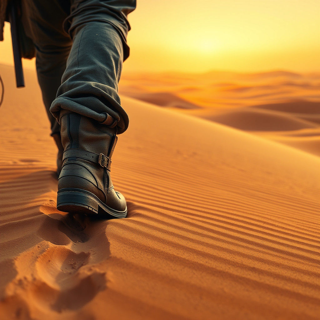 Adventurer's Boots in a Majestic Desert Landscape