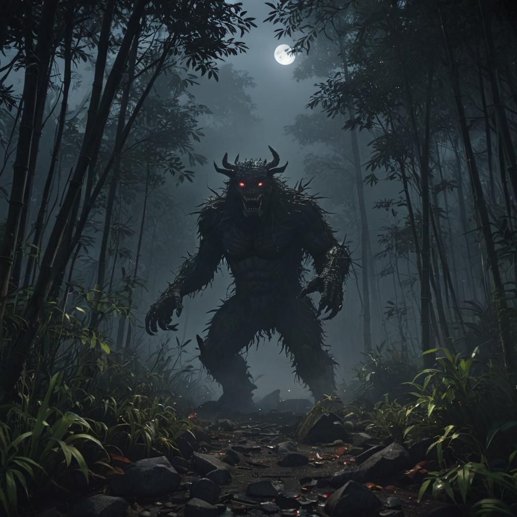 Monster Emerges from Foggy Japanese Forest