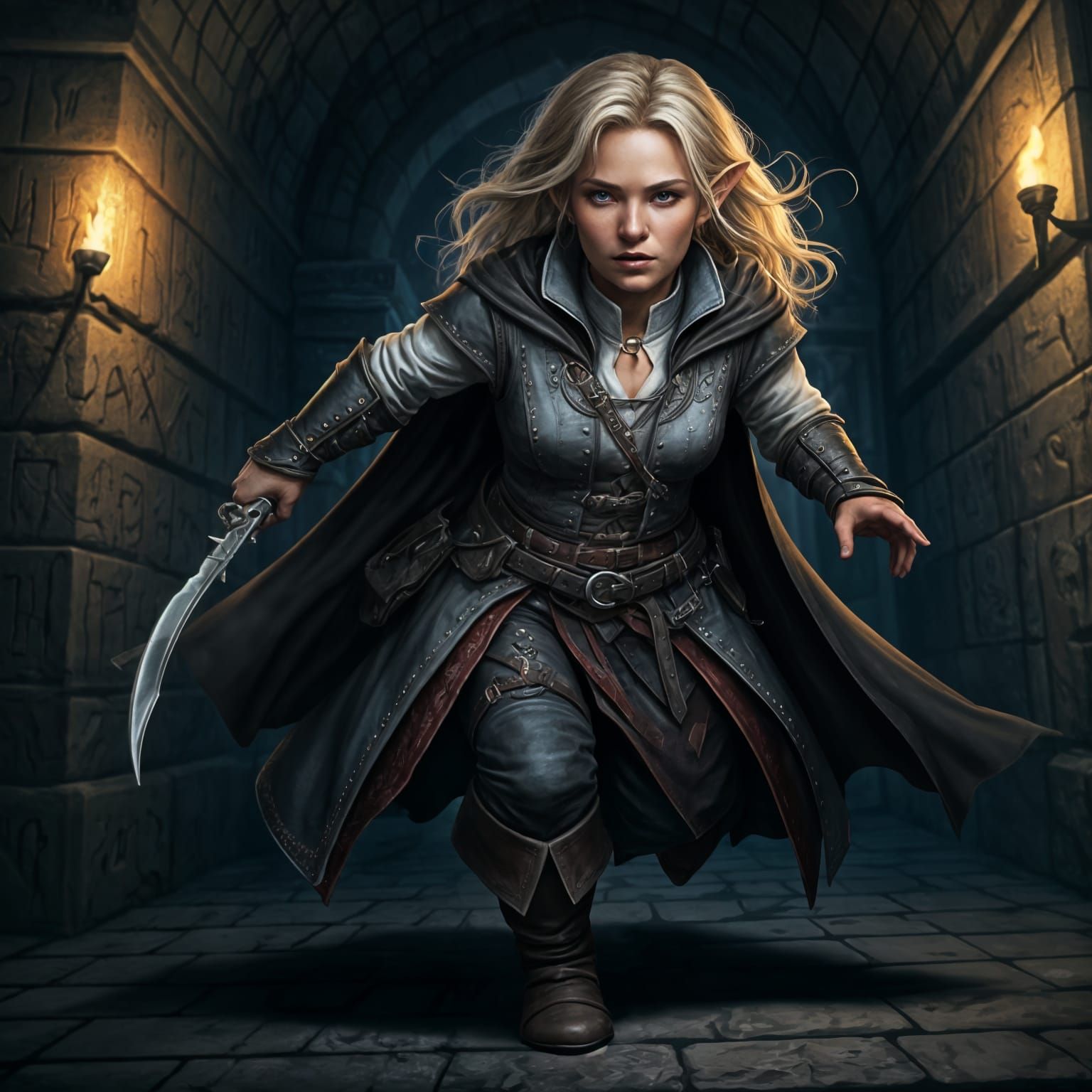 Glamorous Halfling Thief Dashes Through Ancient Catacombs