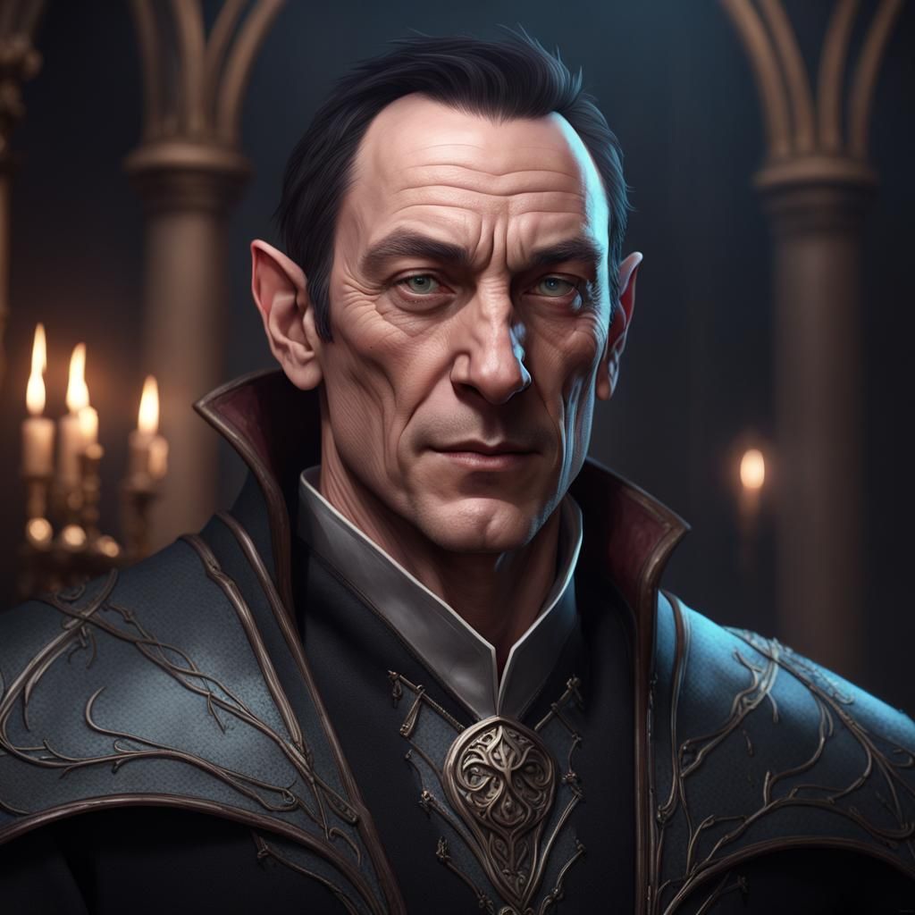 Elf Jason Isaacs Portrait in Gothic Horror Style