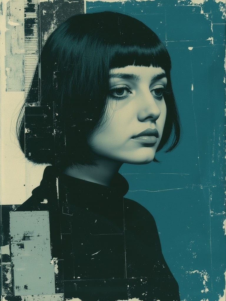 Sultry Darkwave Goddess with Cool Blue Hair