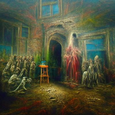 Haunted Sanitarium in Oil, Dore Style