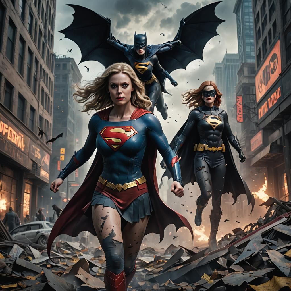 Ghost Zombie Supergirl and Batgirl Digital Painting