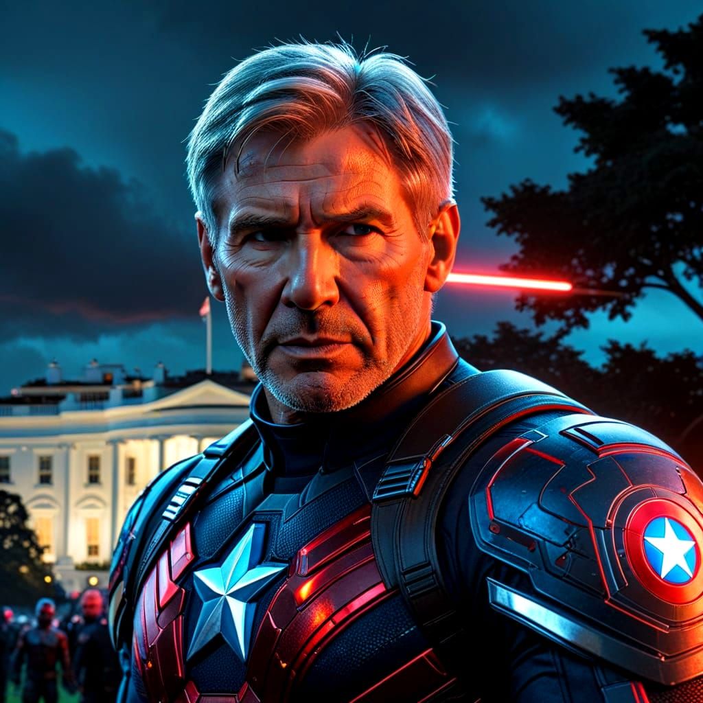 Harrison Ford as Captain America in Hyperrealistic Sci-Fi Po...