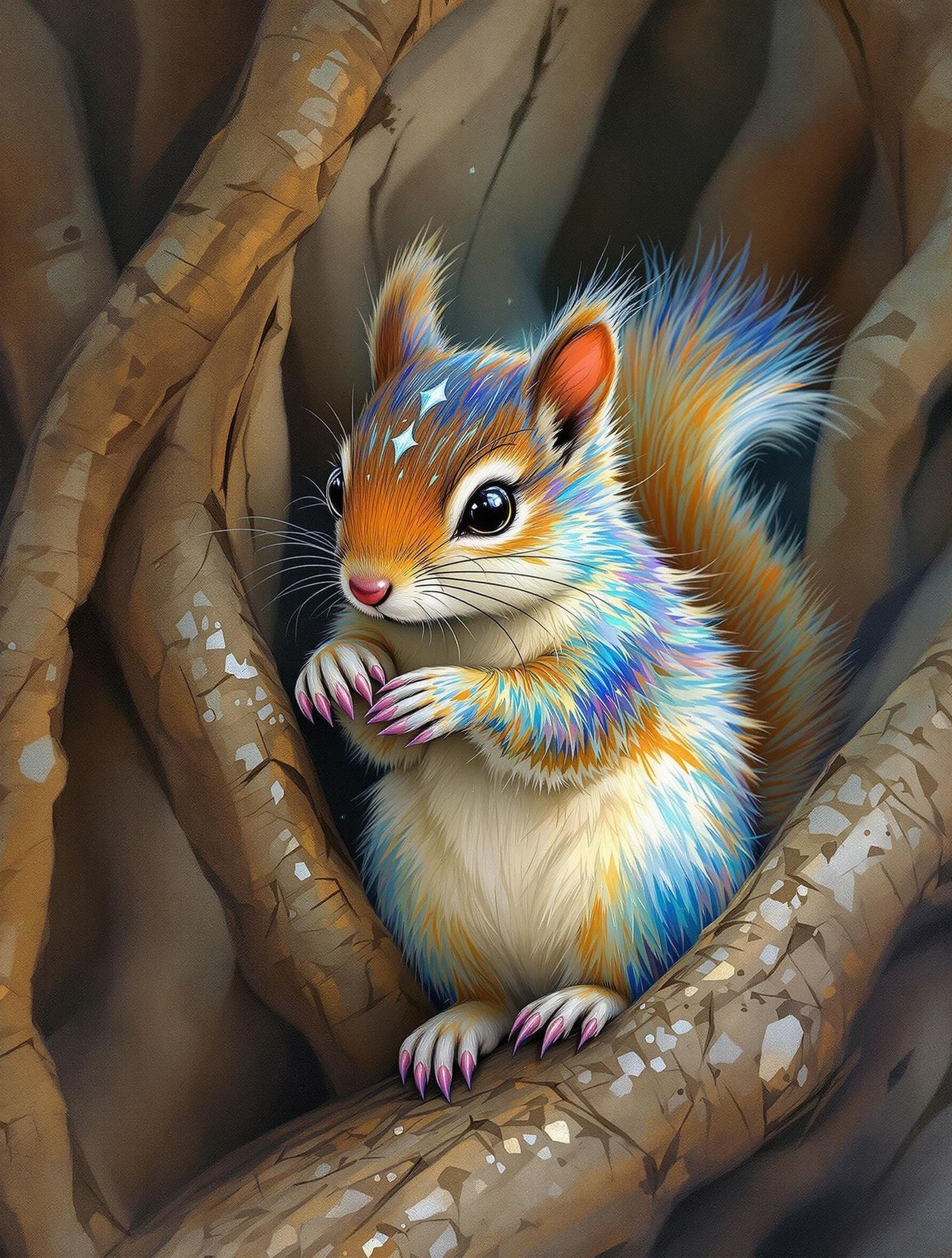 Whimsical Squirrel in Ancient Oak Sanctuary