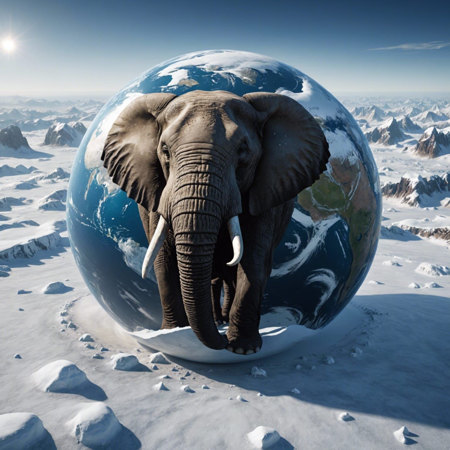 Surreal Ice Age Earthscape with Fantastical Creatures