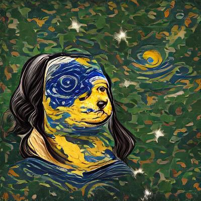 Mona Lisa in Starry Night Style