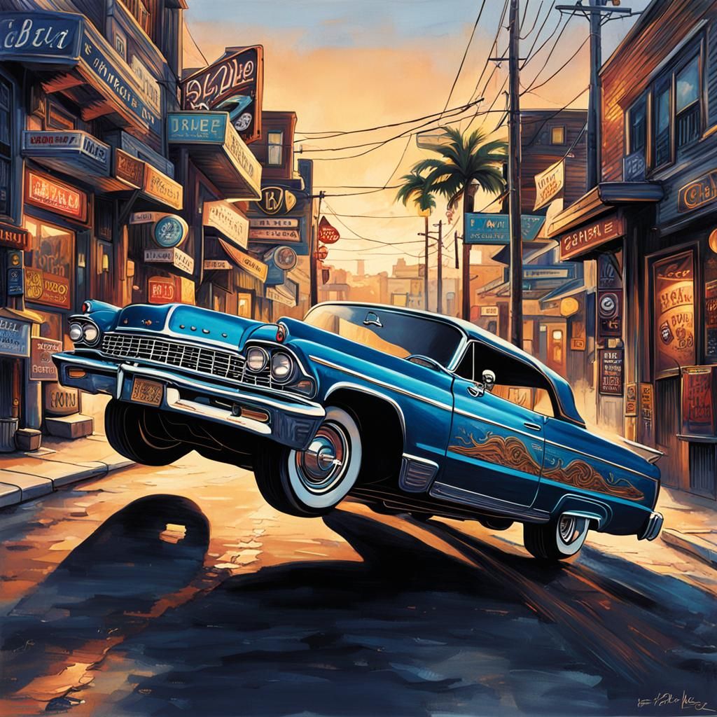 Classic Lowrider Car Culture Photograph