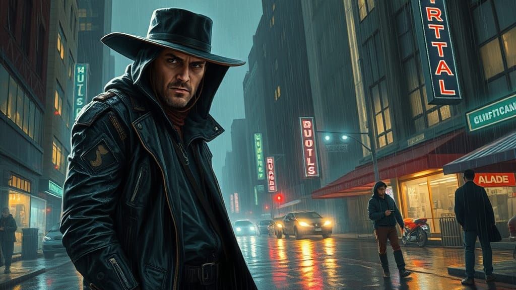 Cyberpunk Outlaw in Dystopian Cityscape