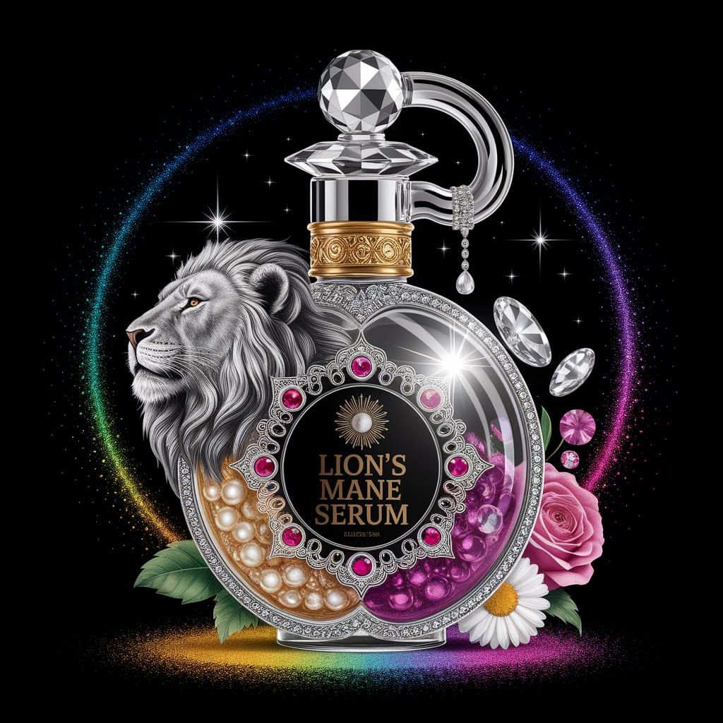 "Lion's Mane Serum" Beauty Product Bottle
