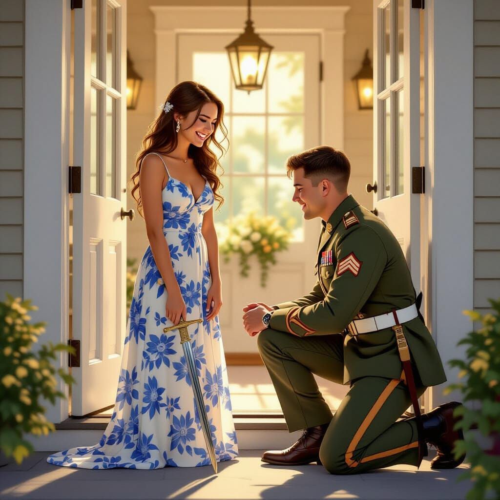 Soldier Kneels Before Beloved in Emotional Reunion
