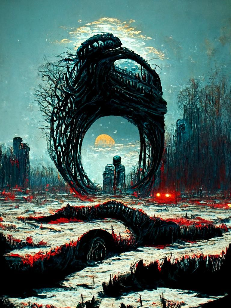 Ouroboros in Horror Style Concept Art