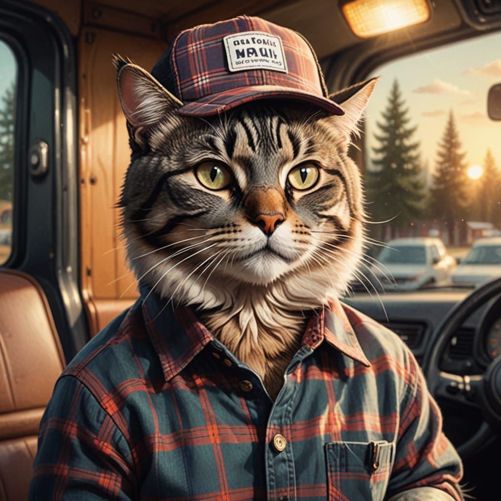 Cat in Plaid Pants: Digital Painting Concept Art