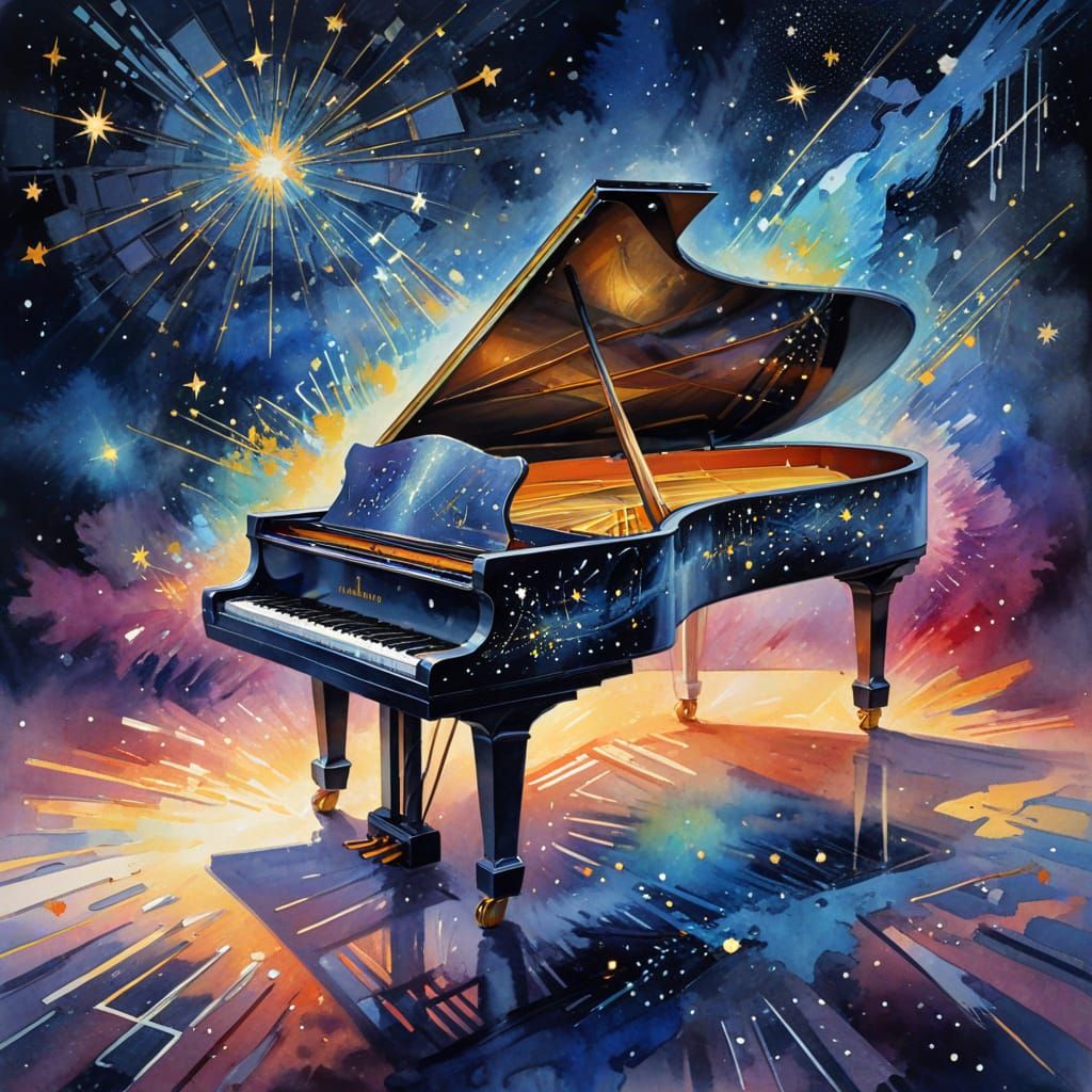 Luminous Piano in Epic Impressionist Masterpiece Style
